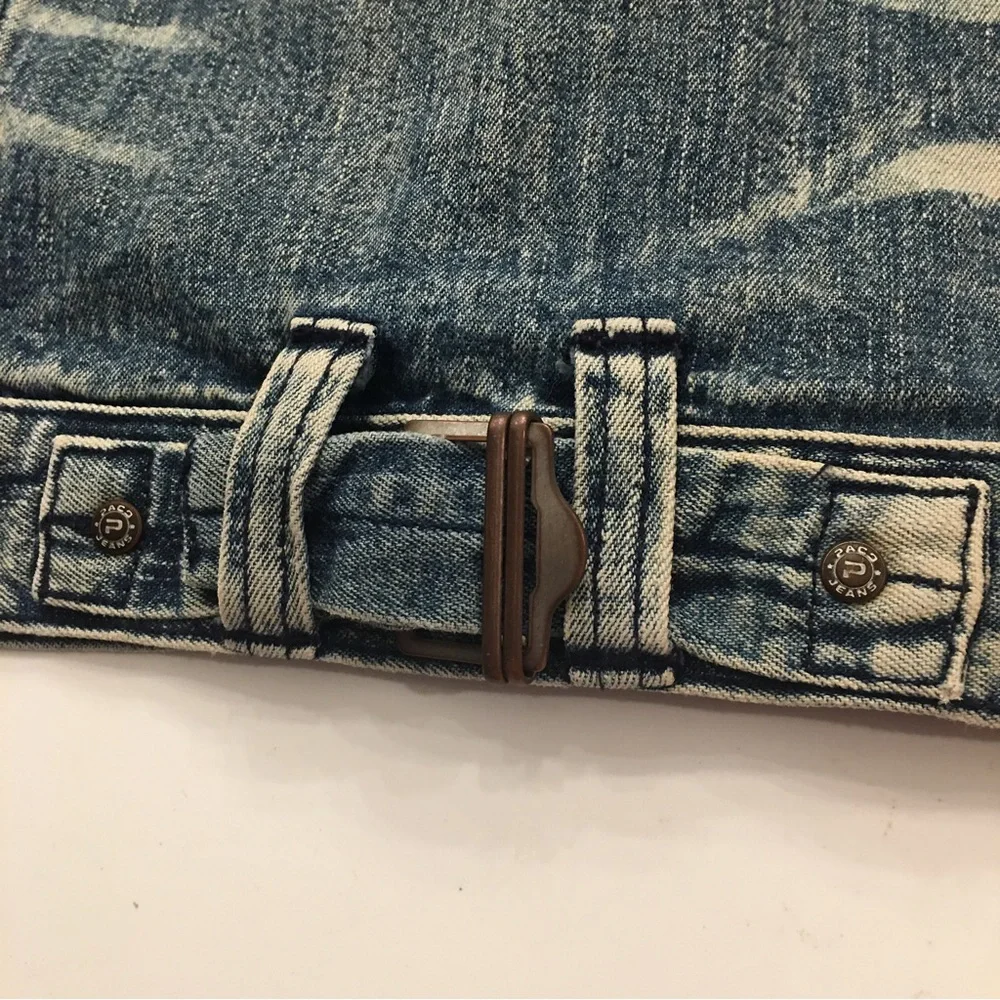 Vintage 2000 Paco Jeans Med Wash Mixed Distressed Denim Jacket Mens Size Small. - Picture 11 of 11
